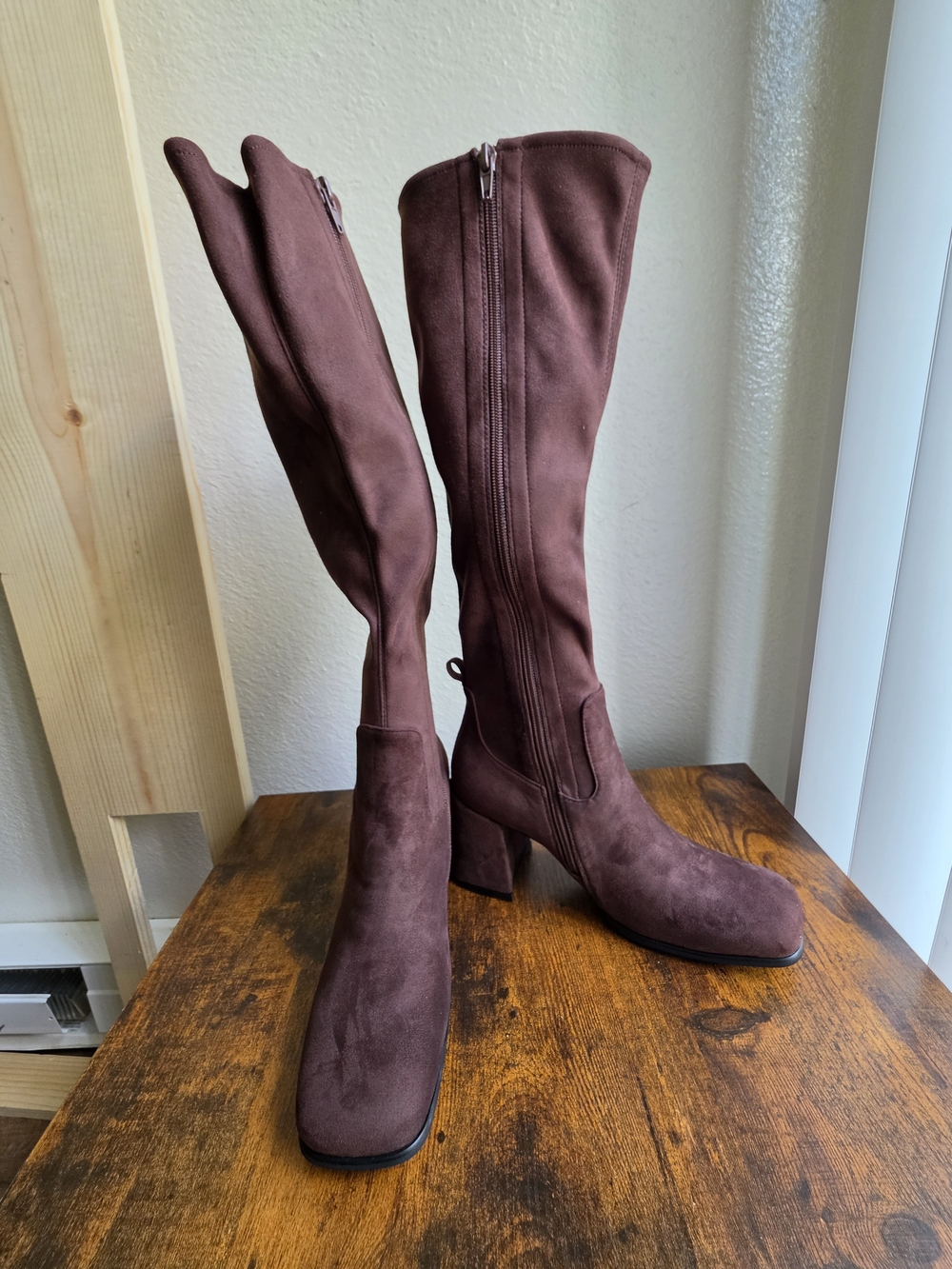 ​Jeffrey Campbell Hot Lava Brown Suede Block Heel Boots New Box 7M